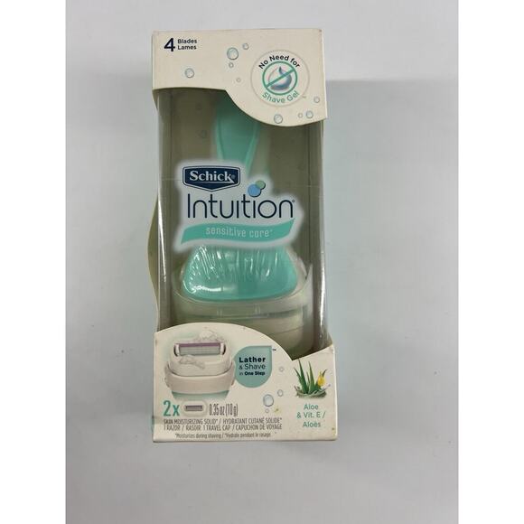 Schick Intuition Sensitive Care Razor + 2 Cartridges Lather Shave Hydrate New - Picture 1 of 3